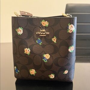 Coach Dark Brown Floral Shoulder Bag